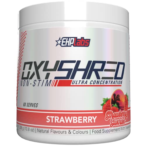 EHPlabs OxyShred Non Stimulant Thermogenic Pre Workout Powder & Shredding Supplement - Pre Workout Powder with L Glutamine & Acetyl L Carnitine, Energy Boost Drink - Peach, 60 Servings