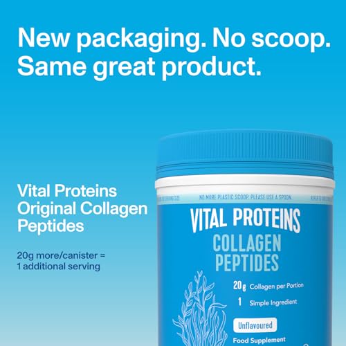 Vital Proteins Collagen Peptides Powder Supplement (Type I, III), Unflavoured Hydrolszed Collagen-Hair, Skin, Nail Support Supplement, Paleo, gluten free, Non-GMO, 20g per Serving 587g Canister, 1Pack