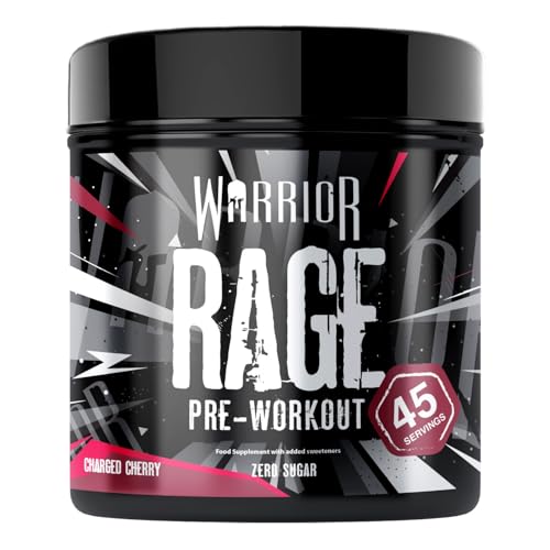 Warrior Rage - Pre-workout Powder - 392g - Energy Drink Supplement with Vitamin C, Beta Alanine and Creatine Gluconate - 45 Servings (Blazin' Blue Raz)