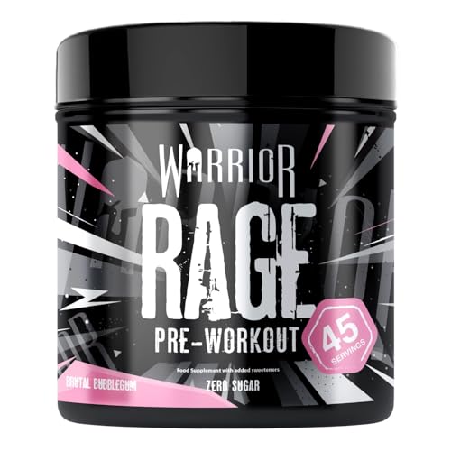 Warrior Rage - Pre-workout Powder - 392g - Energy Drink Supplement with Vitamin C, Beta Alanine and Creatine Gluconate - 45 Servings (Blazin' Blue Raz)