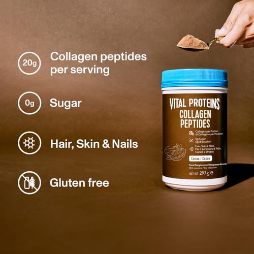 Vital Proteins Collagen Peptides Powder Supplement (Type I, III), Unflavoured Hydrolszed Collagen-Hair, Skin, Nail Support Supplement, Paleo, gluten free, Non-GMO, 20g per Serving 587g Canister, 1Pack