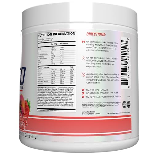 EHPlabs OxyShred Non Stimulant Thermogenic Pre Workout Powder & Shredding Supplement - Pre Workout Powder with L Glutamine & Acetyl L Carnitine, Energy Boost Drink - Peach, 60 Servings