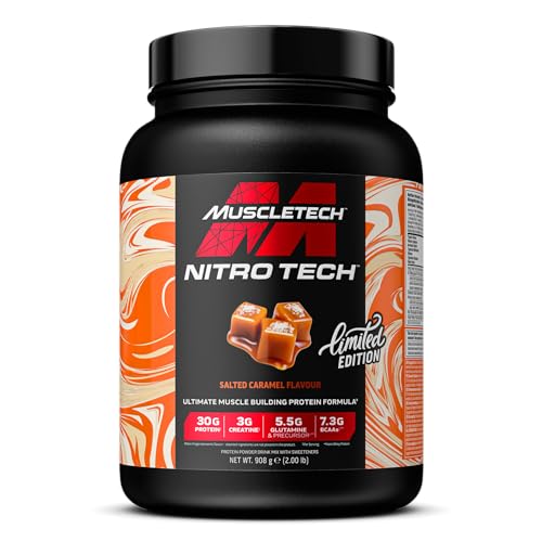 MuscleTech NitroTech Whey Protein Powder, Muscle Maintenance & Growth, Whey Isolate Protein Powder With 3g Creatine, Protein Shake For Men & Women, 6.8g BCAA, 40 Servings, 1.8g, Milk Chocolate