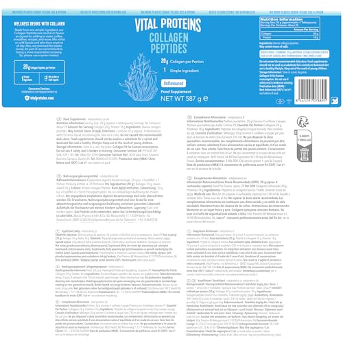 Vital Proteins Collagen Peptides Powder Supplement (Type I, III), Unflavoured Hydrolszed Collagen-Hair, Skin, Nail Support Supplement, Paleo, gluten free, Non-GMO, 20g per Serving 587g Canister, 1Pack