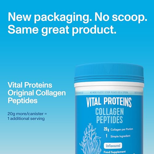 Vital Proteins Collagen Peptides Powder Supplement (Type I, III), Unflavoured Hydrolszed Collagen-Hair, Skin, Nail Support Supplement, Paleo, gluten free, Non-GMO, 20g per Serving 587g Canister, 1Pack