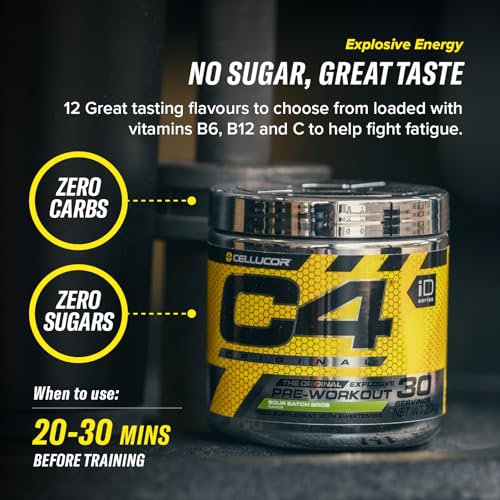 C4 Original Beta Alanine Sports Nutrition Bulk Pre Workout Powder for Men & Women | Best Pre-Workout Energy Drink Supplements | Creatine Monohydrate | Icy Blue Raspberry | 30 Servings