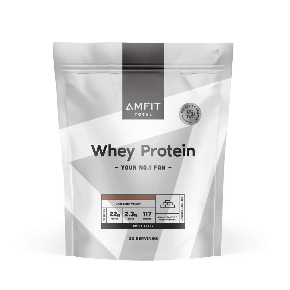 Amazon Brand - Amfit Nutrition Whey Protein Powder, Chocolate Flavour, 33 Servings, 1 kg (Pack of 1)