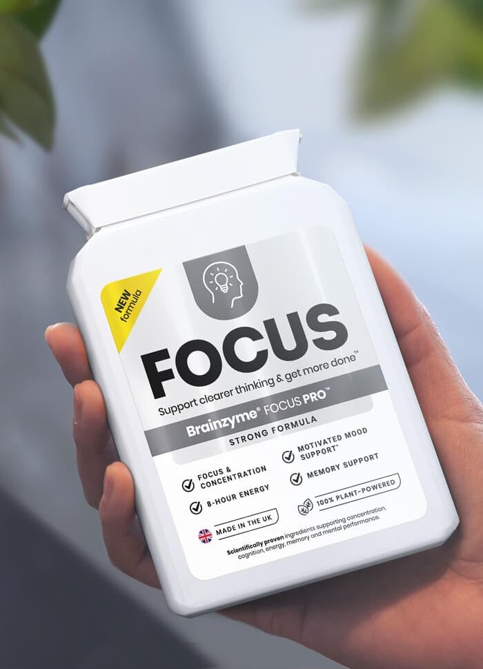 Brainzyme® Focus Pro [Single Pack] Nootropic Cognitive Enhancer. Clear Brain Fog. Alpha Brain. Strong Focus, Energy, Motivated Mood & Memory Support. Tyrosine, Choline. 8 Hour Energy Boost.