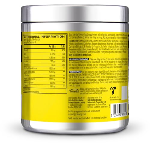 C4 Original Beta Alanine Sports Nutrition Bulk Pre Workout Powder for Men & Women | Best Pre-Workout Energy Drink Supplements | Creatine Monohydrate | Icy Blue Raspberry | 30 Servings