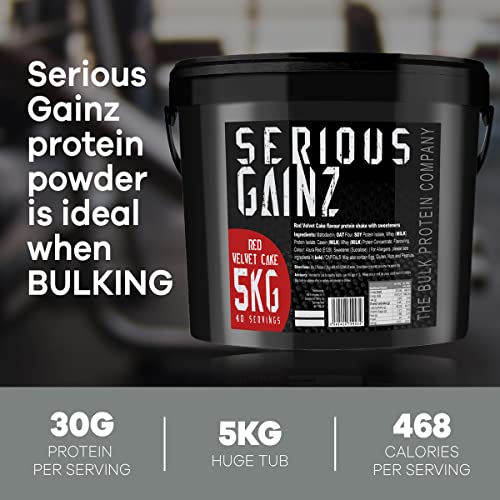 The Bulk Protein Company, SERIOUS GAINZ - Whey Protein Powder - Weight Gain, Mass Gainer - 30g Protein Powders (Chocolate, 5kg)