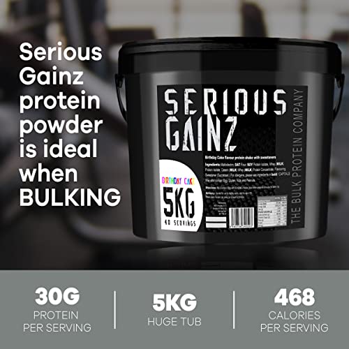 The Bulk Protein Company, SERIOUS GAINZ - Whey Protein Powder - Weight Gain, Mass Gainer - 30g Protein Powders (Chocolate, 5kg)