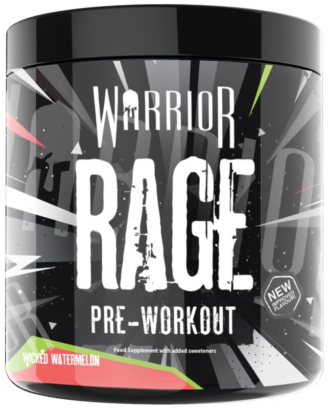 Warrior Rage - Pre-workout Powder - 392g - Energy Drink Supplement with Vitamin C, Beta Alanine and Creatine Gluconate - 45 Servings (Blazin' Blue Raz)