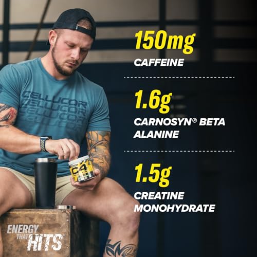 C4 Original Beta Alanine Sports Nutrition Bulk Pre Workout Powder for Men & Women | Best Pre-Workout Energy Drink Supplements | Creatine Monohydrate | Icy Blue Raspberry | 30 Servings