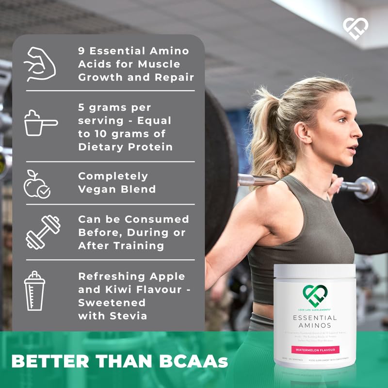 Essential Amino Acids - All 9 EAA Amino Acids with All 3 BCAA's Plus 6 More EAAs to Build and Repair Muscle | 300 Tablets / 60 Servings | 5-10g per Serving | High in Leucine and Vegan Friendly