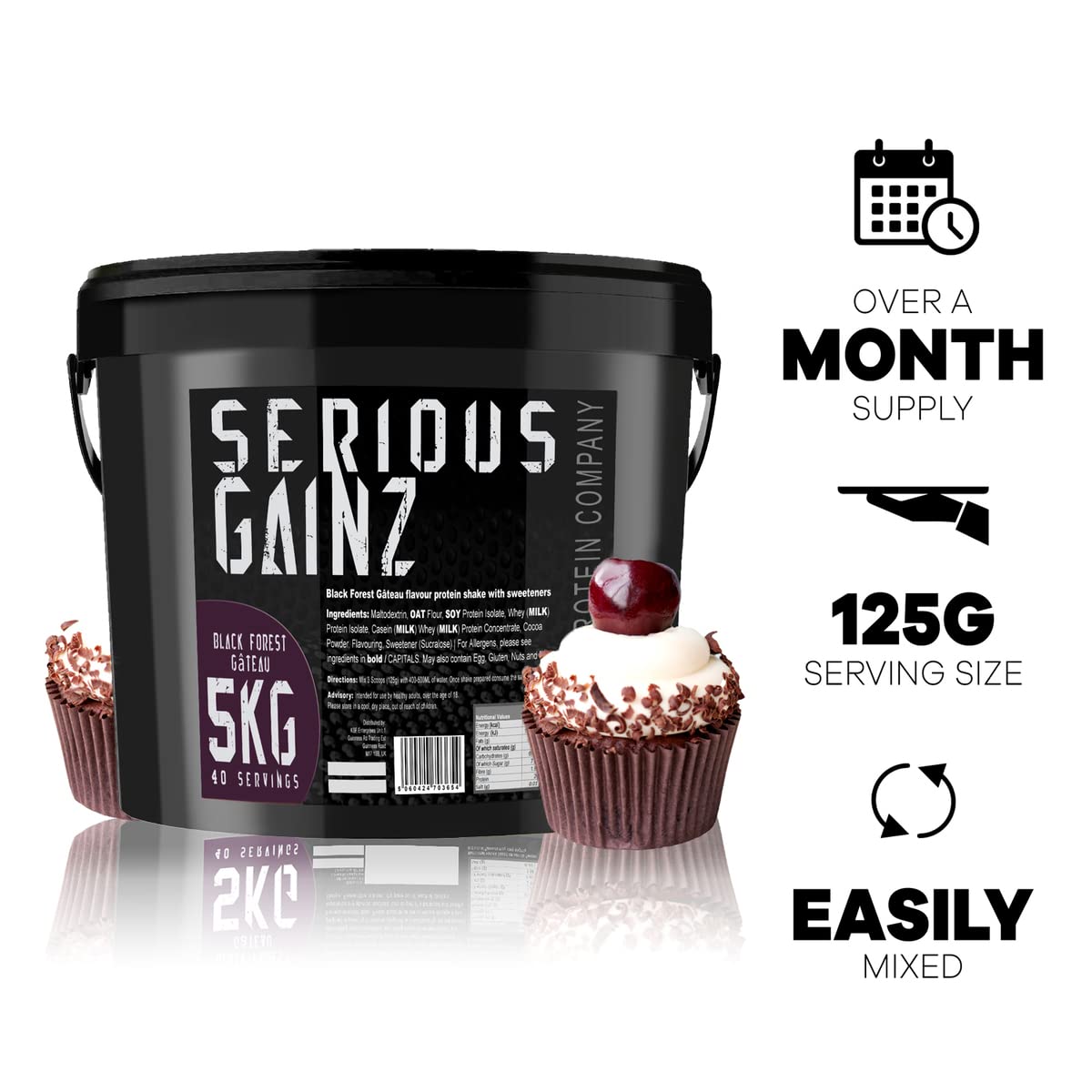 The Bulk Protein Company, SERIOUS GAINZ - Whey Protein Powder - Weight Gain, Mass Gainer - 30g Protein Powders (Chocolate, 5kg)