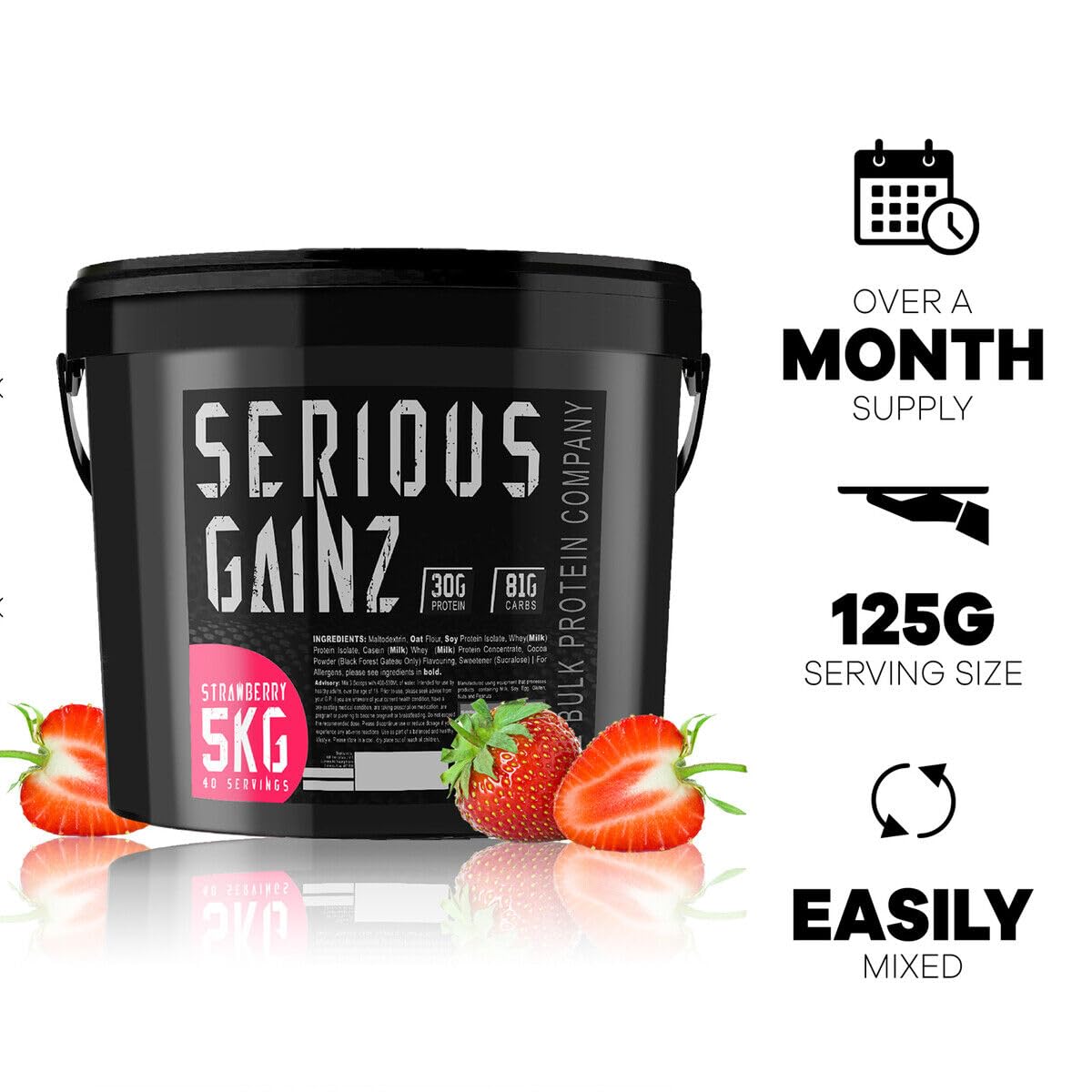 The Bulk Protein Company, SERIOUS GAINZ - Whey Protein Powder - Weight Gain, Mass Gainer - 30g Protein Powders (Chocolate, 5kg)