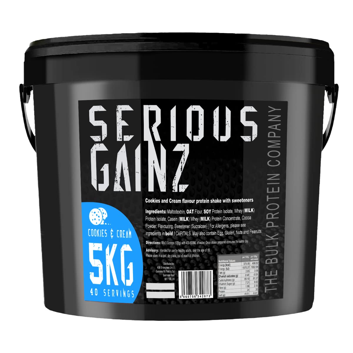 The Bulk Protein Company, SERIOUS GAINZ - Whey Protein Powder - Weight Gain, Mass Gainer - 30g Protein Powders (Chocolate, 5kg)