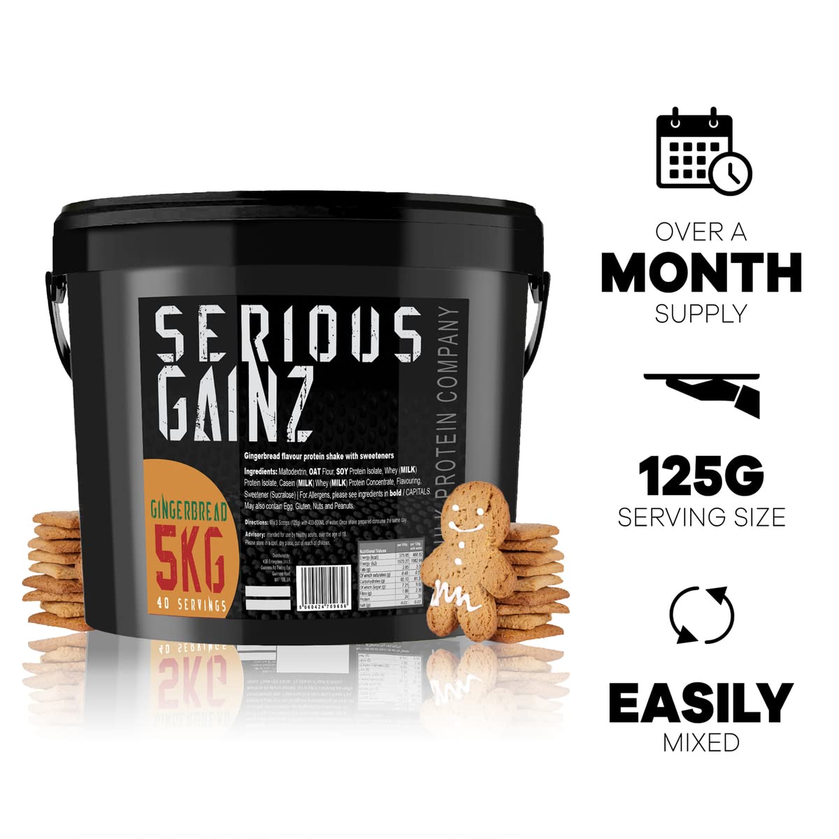 The Bulk Protein Company, SERIOUS GAINZ - Whey Protein Powder - Weight Gain, Mass Gainer - 30g Protein Powders (Chocolate, 5kg)