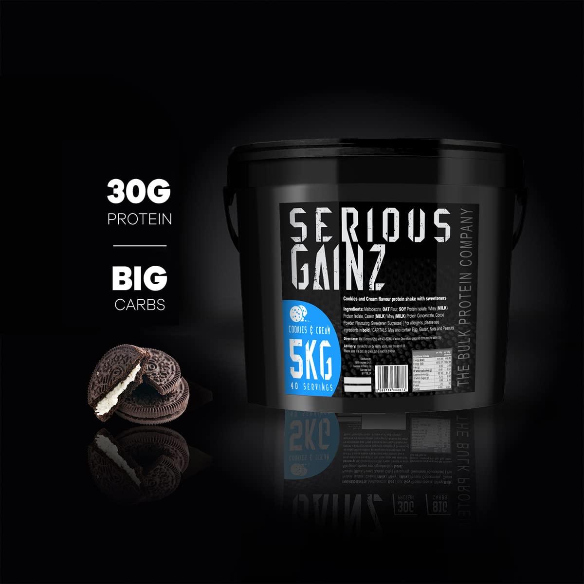 The Bulk Protein Company, SERIOUS GAINZ - Whey Protein Powder - Weight Gain, Mass Gainer - 30g Protein Powders (Chocolate, 5kg)