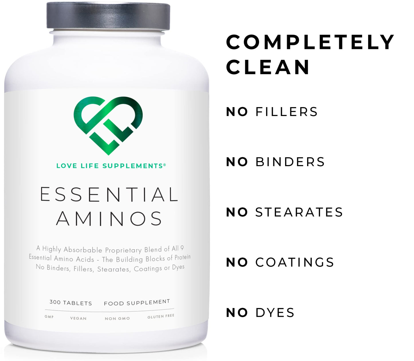 Essential Amino Acids - All 9 EAA Amino Acids with All 3 BCAA's Plus 6 More EAAs to Build and Repair Muscle | 300 Tablets / 60 Servings | 5-10g per Serving | High in Leucine and Vegan Friendly