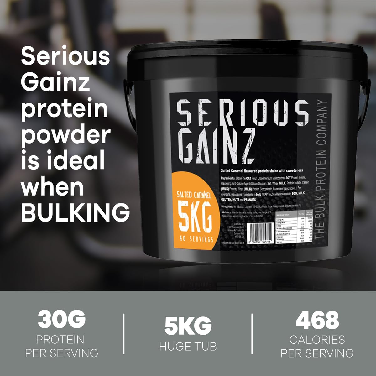 The Bulk Protein Company, SERIOUS GAINZ - Whey Protein Powder - Weight Gain, Mass Gainer - 30g Protein Powders (Chocolate, 5kg)