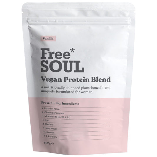 Free Soul Vegan Protein Powder – Formulated for Women – 600g – 20g Protein with Added Nutrients – Gluten & Soy Free Plant Based Nutrition Shake – Pea and Hemp Isolate Protein (Vanilla)