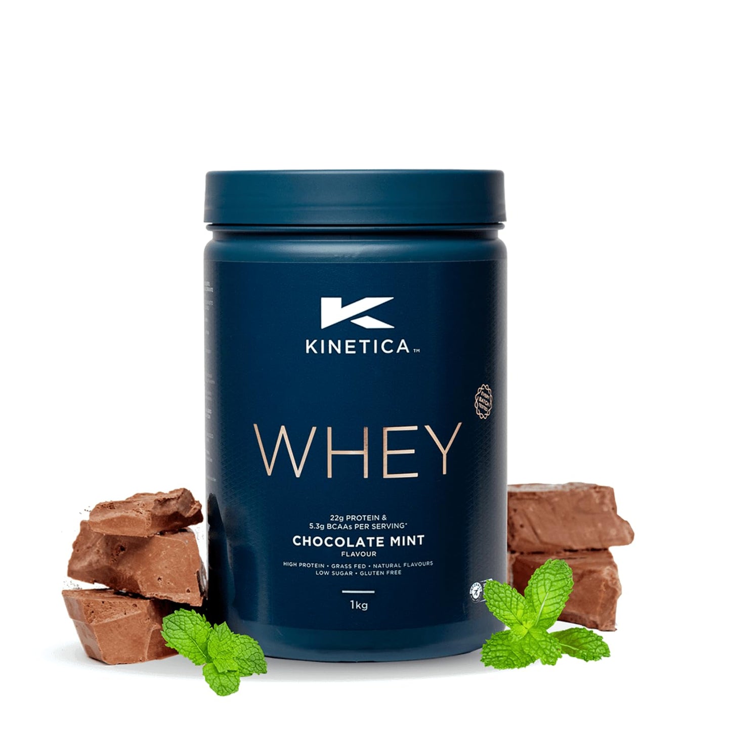 Kinetica Chocolate Whey Protein Powder | 2.27kg | 22g Protein per Serving | 75 Servings | Sourced from EU Grass-Fed Cows | Superior Mixability & Taste