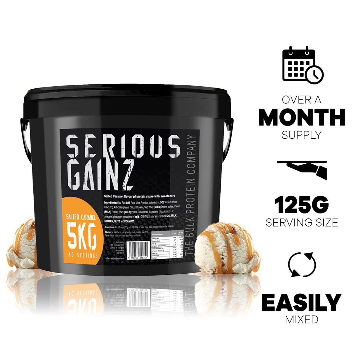 The Bulk Protein Company, SERIOUS GAINZ - Whey Protein Powder - Weight Gain, Mass Gainer - 30g Protein Powders (Chocolate, 5kg)