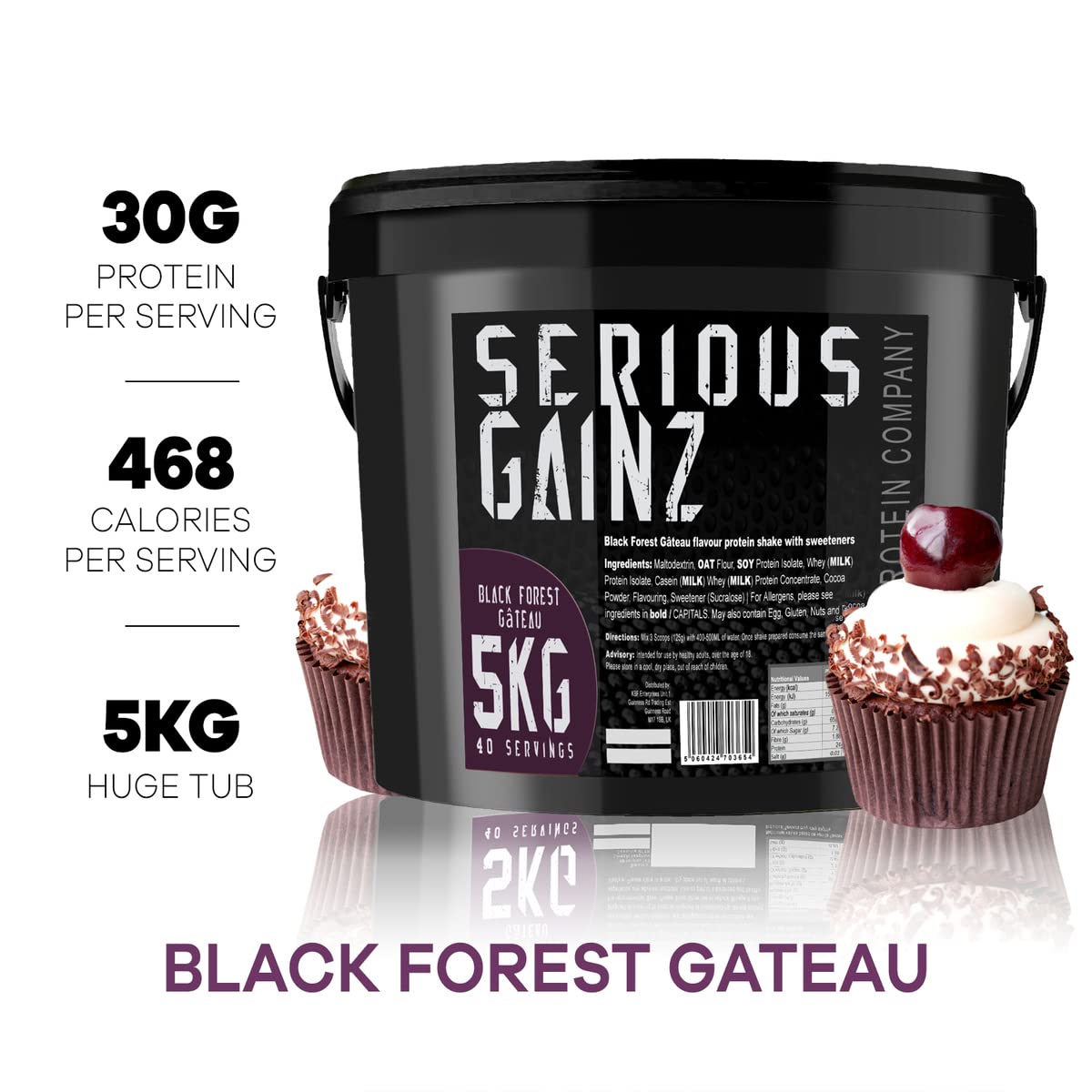 The Bulk Protein Company, SERIOUS GAINZ - Whey Protein Powder - Weight Gain, Mass Gainer - 30g Protein Powders (Chocolate, 5kg)