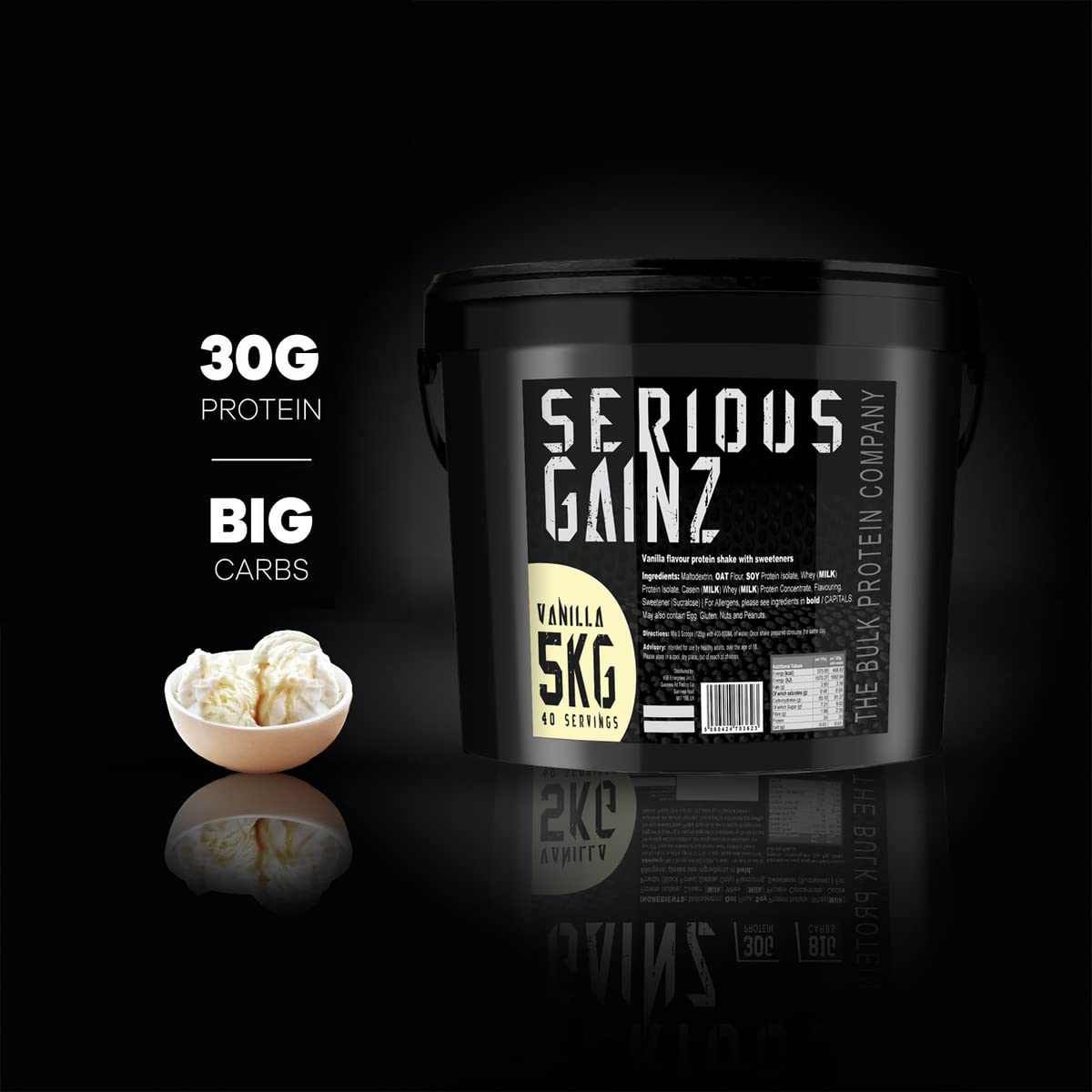 The Bulk Protein Company, SERIOUS GAINZ - Whey Protein Powder - Weight Gain, Mass Gainer - 30g Protein Powders (Chocolate, 5kg)