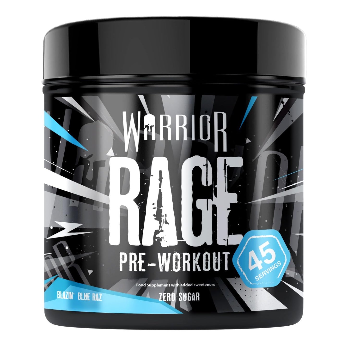 Warrior Rage - Pre-workout Powder - 392g - Energy Drink Supplement with Vitamin C, Beta Alanine and Creatine Gluconate - 45 Servings (Blazin' Blue Raz)