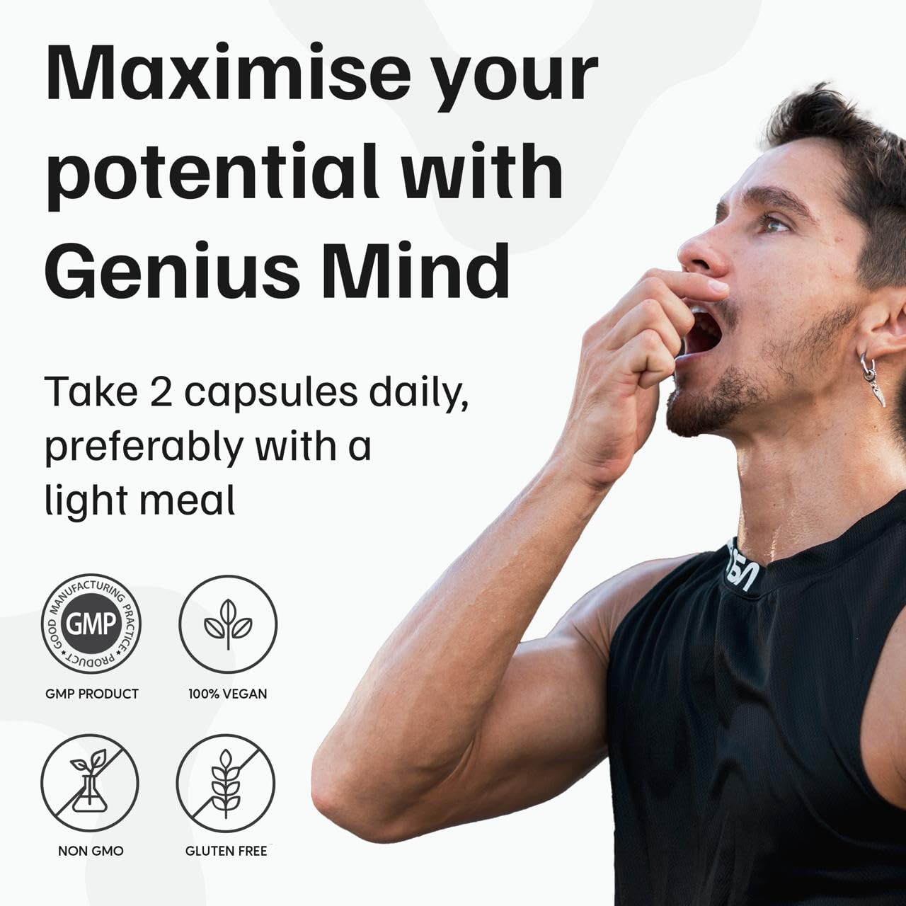 JustFloow Genius Mind® Nootropic Brain Supplement, Support Cognitive Function, Energy Levels, Focus & Memory Function - 17 Brain Boosting Ingredients Including Lions Mane, Bacopa, Ginkgo & Vitamin B12