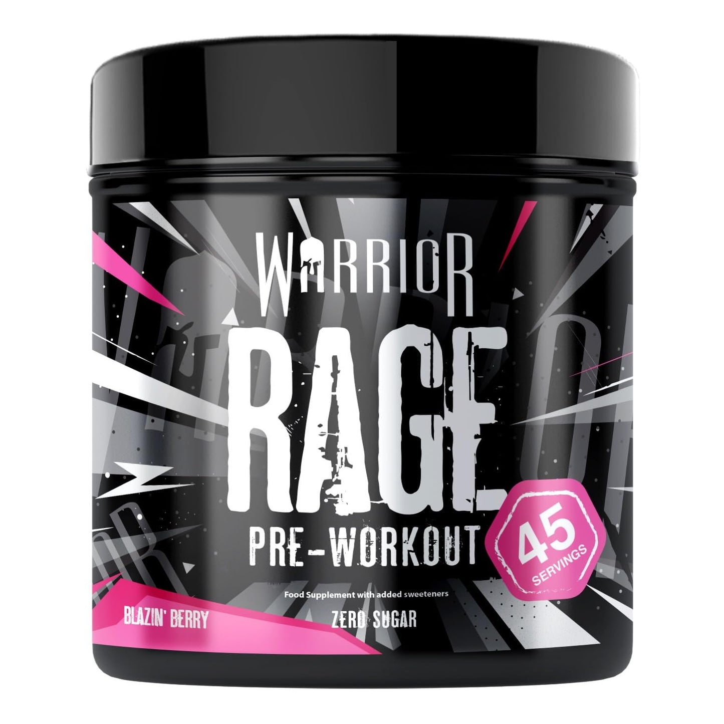 Warrior Rage - Pre-workout Powder - 392g - Energy Drink Supplement with Vitamin C, Beta Alanine and Creatine Gluconate - 45 Servings (Blazin' Blue Raz)