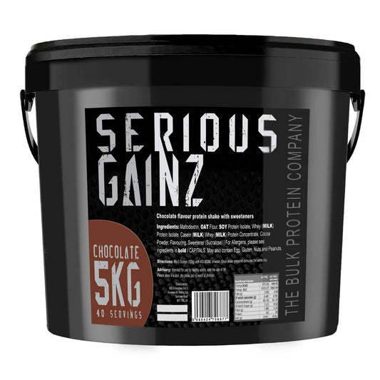 The Bulk Protein Company, SERIOUS GAINZ - Whey Protein Powder - Weight Gain, Mass Gainer - 30g Protein Powders (Chocolate, 5kg)