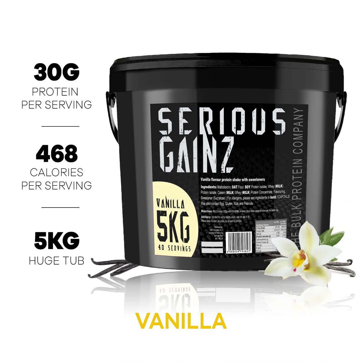 The Bulk Protein Company, SERIOUS GAINZ - Whey Protein Powder - Weight Gain, Mass Gainer - 30g Protein Powders (Chocolate, 5kg)