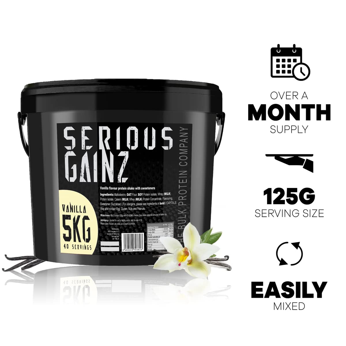 The Bulk Protein Company, SERIOUS GAINZ - Whey Protein Powder - Weight Gain, Mass Gainer - 30g Protein Powders (Chocolate, 5kg)