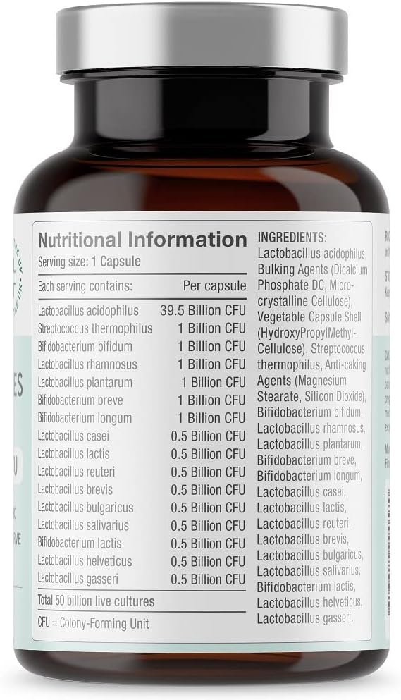 Free Soul 50 Billion CFU Pro Bio Cultures Complex with 16 Live Strains – Advanced Single Capsule Serving with Multi Strain Formula – Vegan Digestive Enzyme Supplement for Gut Health – 30 Capsules