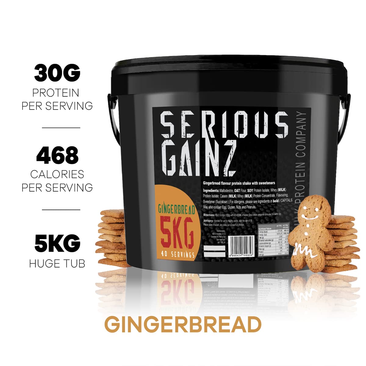 The Bulk Protein Company, SERIOUS GAINZ - Whey Protein Powder - Weight Gain, Mass Gainer - 30g Protein Powders (Chocolate, 5kg)