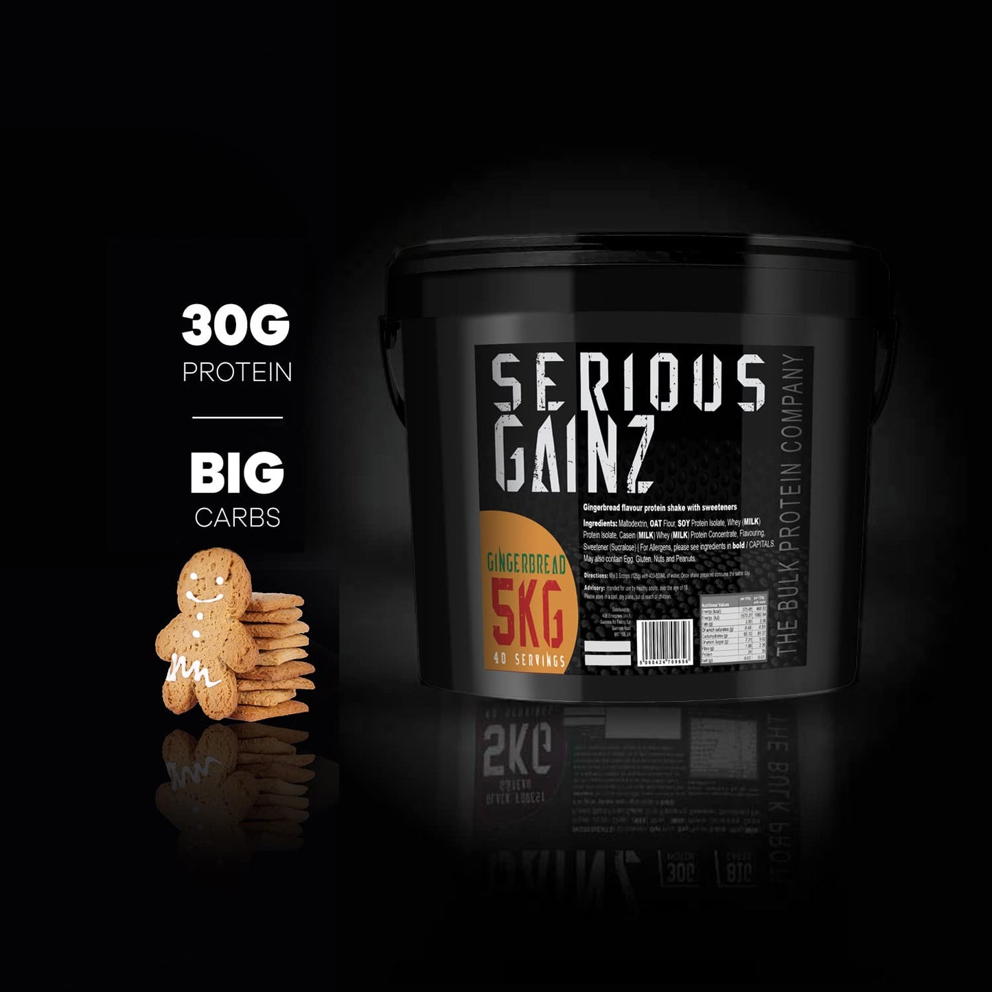 The Bulk Protein Company, SERIOUS GAINZ - Whey Protein Powder - Weight Gain, Mass Gainer - 30g Protein Powders (Chocolate, 5kg)