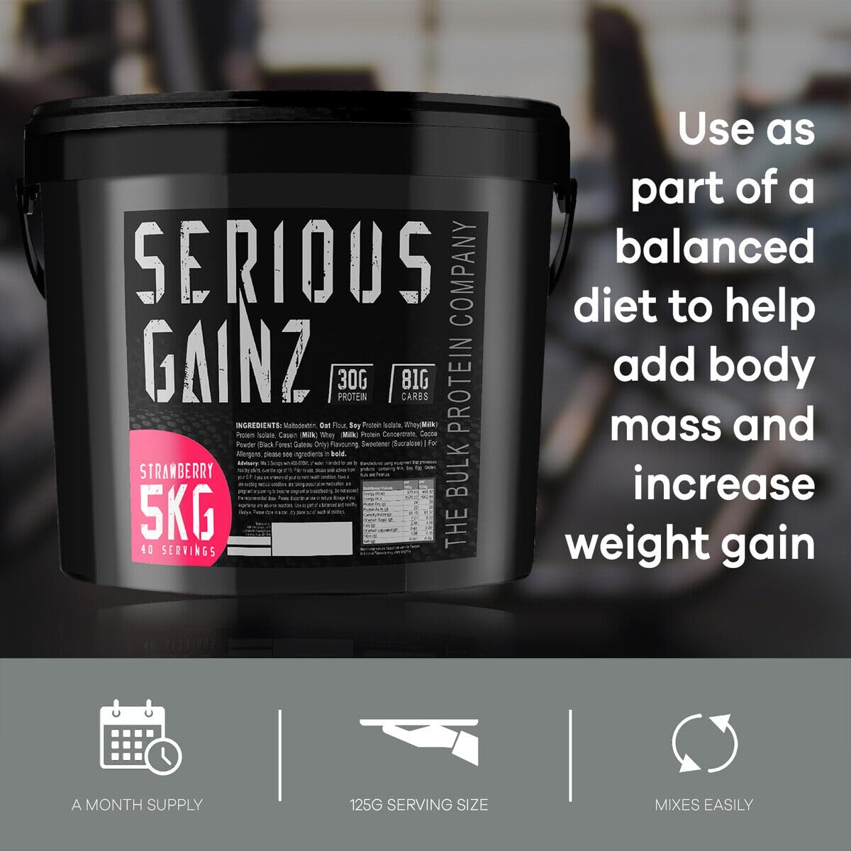 The Bulk Protein Company, SERIOUS GAINZ - Whey Protein Powder - Weight Gain, Mass Gainer - 30g Protein Powders (Chocolate, 5kg)