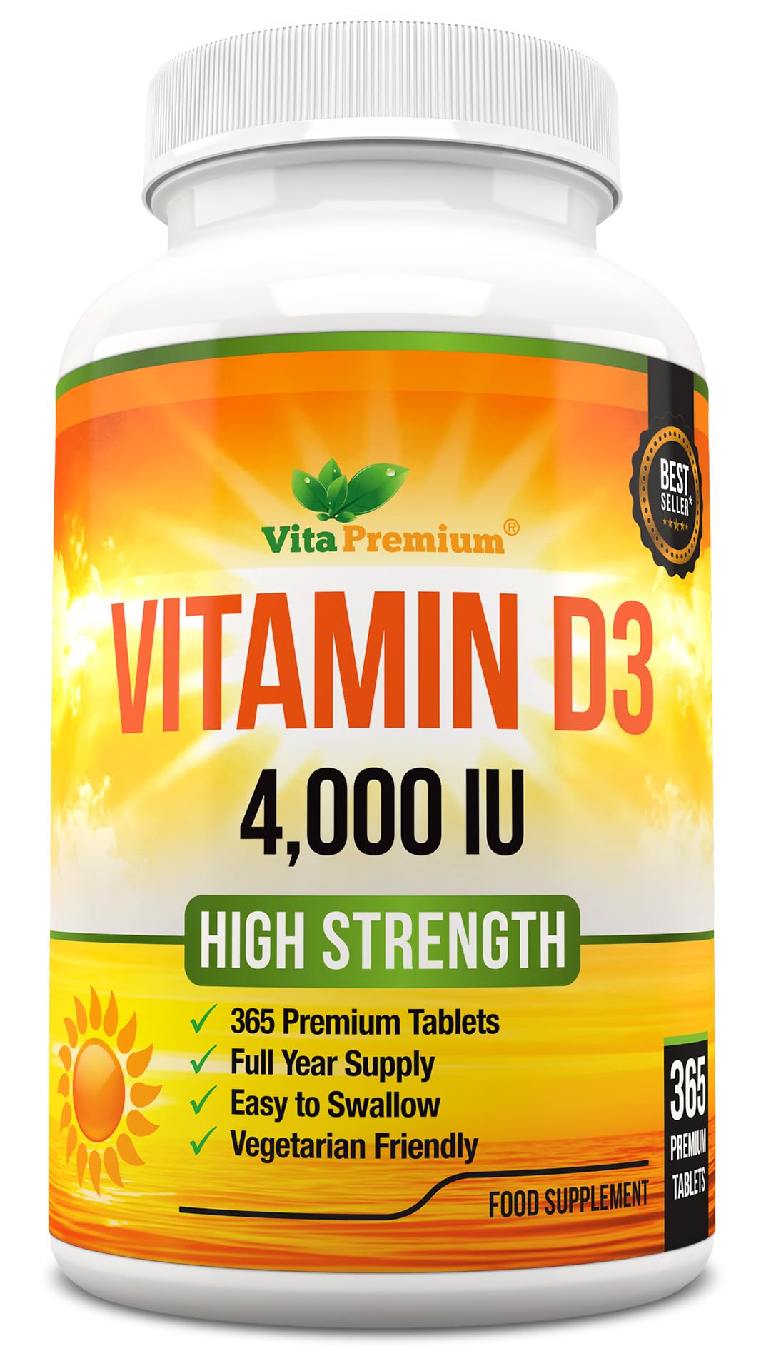 Vitamin D 4,000 IU Softgels, Maximum Strength Vitamin D3 Supplement, 365 Easy to Swallow Tablets - Full Year Supply