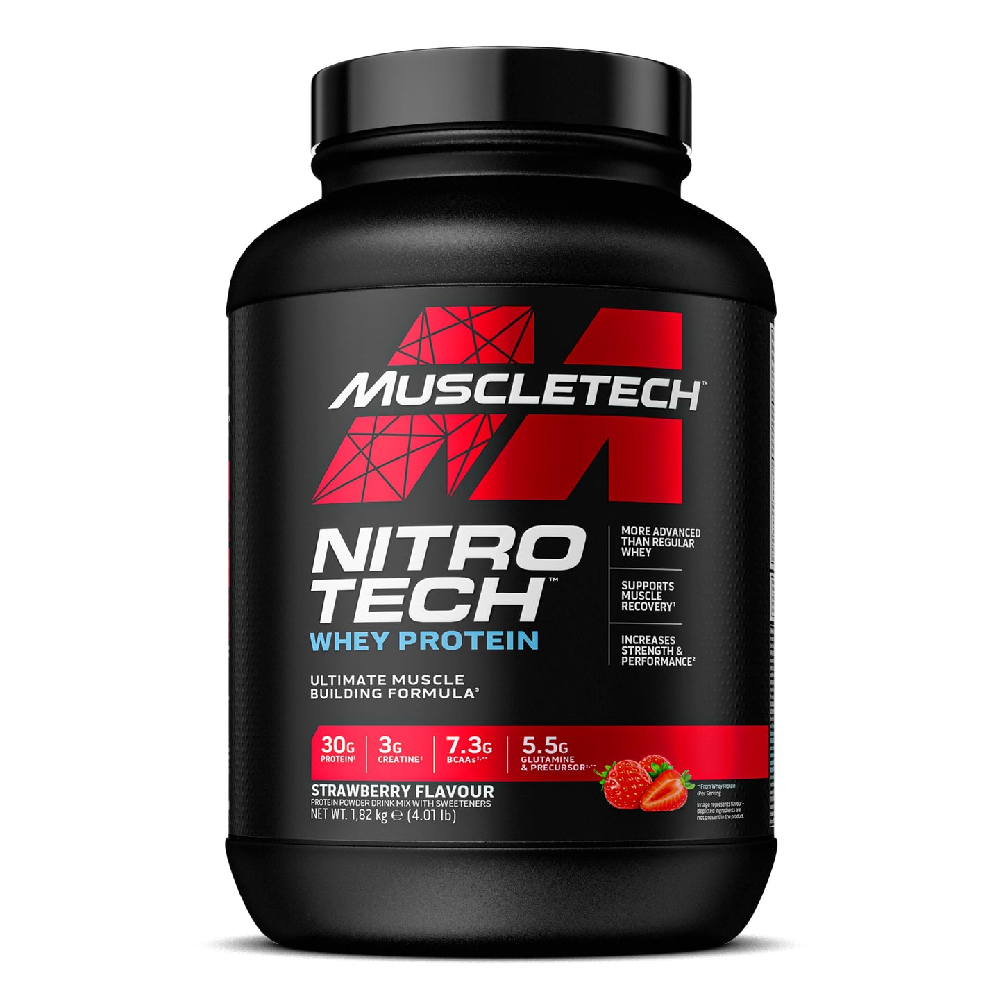 MuscleTech NitroTech Whey Protein Powder, Muscle Maintenance & Growth, Whey Isolate Protein Powder With 3g Creatine, Protein Shake For Men & Women, 6.8g BCAA, 40 Servings, 1.8g, Milk Chocolate