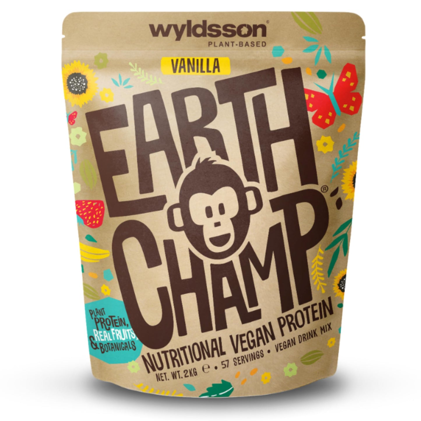 Vegan Protein Powder (1kg) - 28 Servings - EarthChamp by Wyldsson - Plant Based Chocolate Protein Powder Shake, Dairy Free, Gluten Free, Lactose Free Protien Powder (Choc)