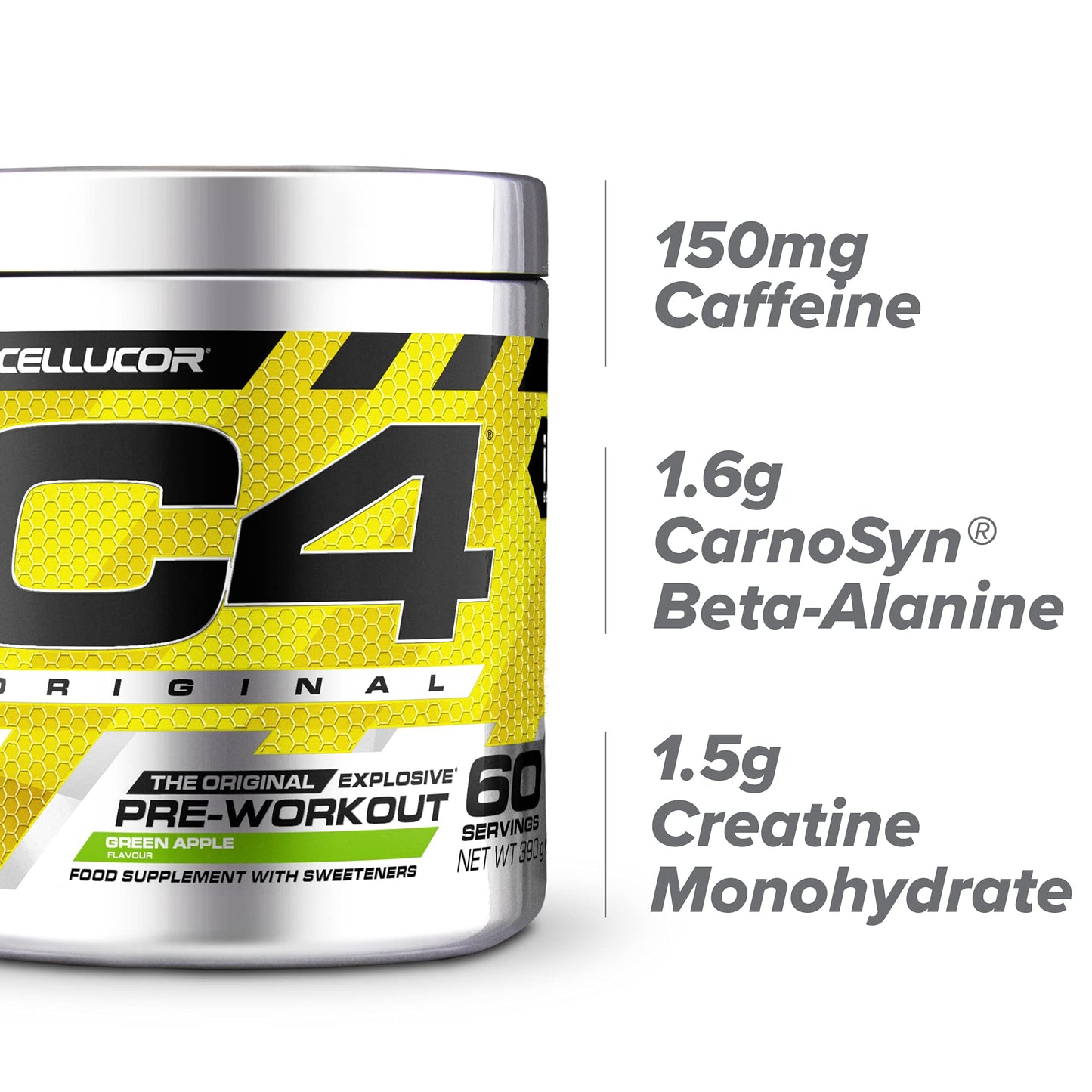 C4 Original Beta Alanine Sports Nutrition Bulk Pre Workout Powder for Men & Women | Best Pre-Workout Energy Drink Supplements | Creatine Monohydrate | Icy Blue Raspberry | 30 Servings