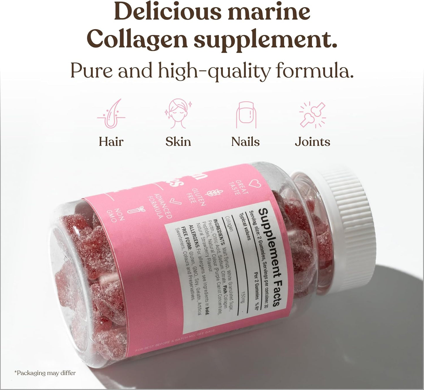 Collagen Gummies – High Strength Marine Collagen Supplement – Advanced Superior Type 1 Hydrolysed Collagen Peptides – Triple Strength Pure Formulation Collagen Gummies – 60 Gummies – Free Soul