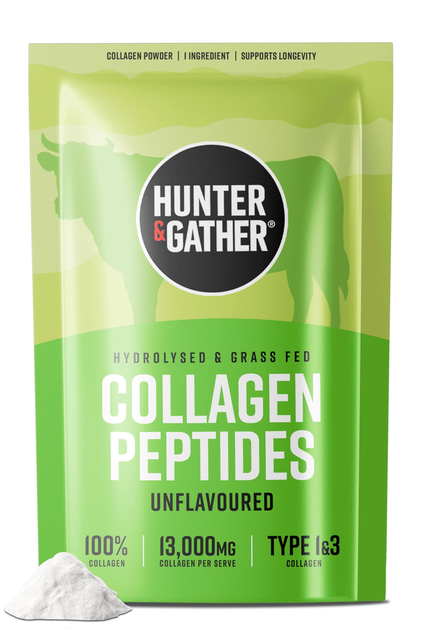 Hunter & Gather Bovine Collagen Powder Twin Pack | Pure Unflavoured Premium Hydrolysed Bovine Collagen Peptides Powder for Hair Skin Nails Muscles | Collagen Supplements for Women and Men