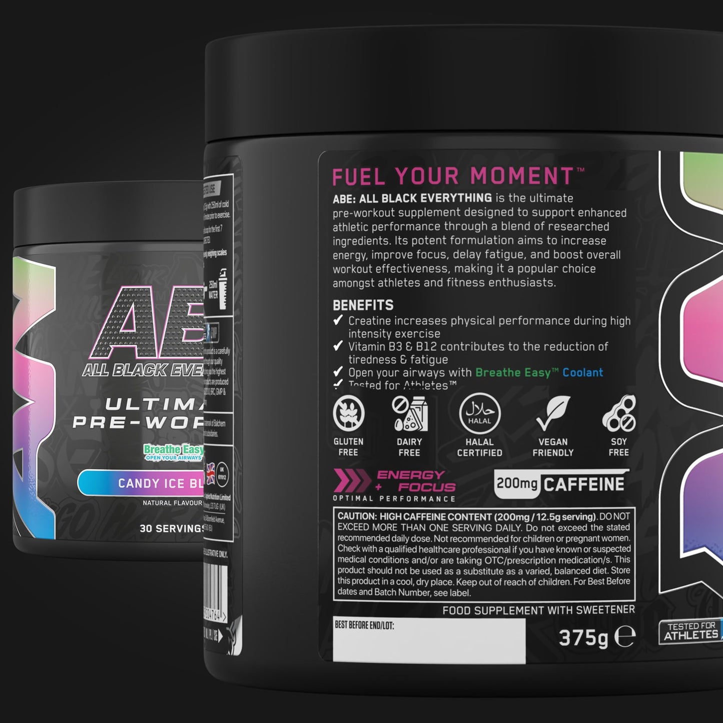 Applied Nutrition ABE Pre Workout - All Black Everything Pre Workout Powder, Energy & Physical Performance with Citrulline, Creatine, Beta Alanine (375g - 30 Servings) (Cherry Cola)