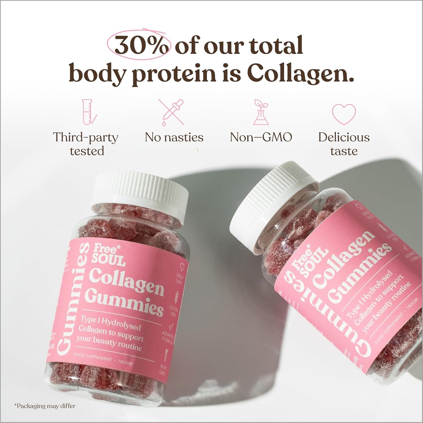 Collagen Gummies – High Strength Marine Collagen Supplement – Advanced Superior Type 1 Hydrolysed Collagen Peptides – Triple Strength Pure Formulation Collagen Gummies – 60 Gummies – Free Soul