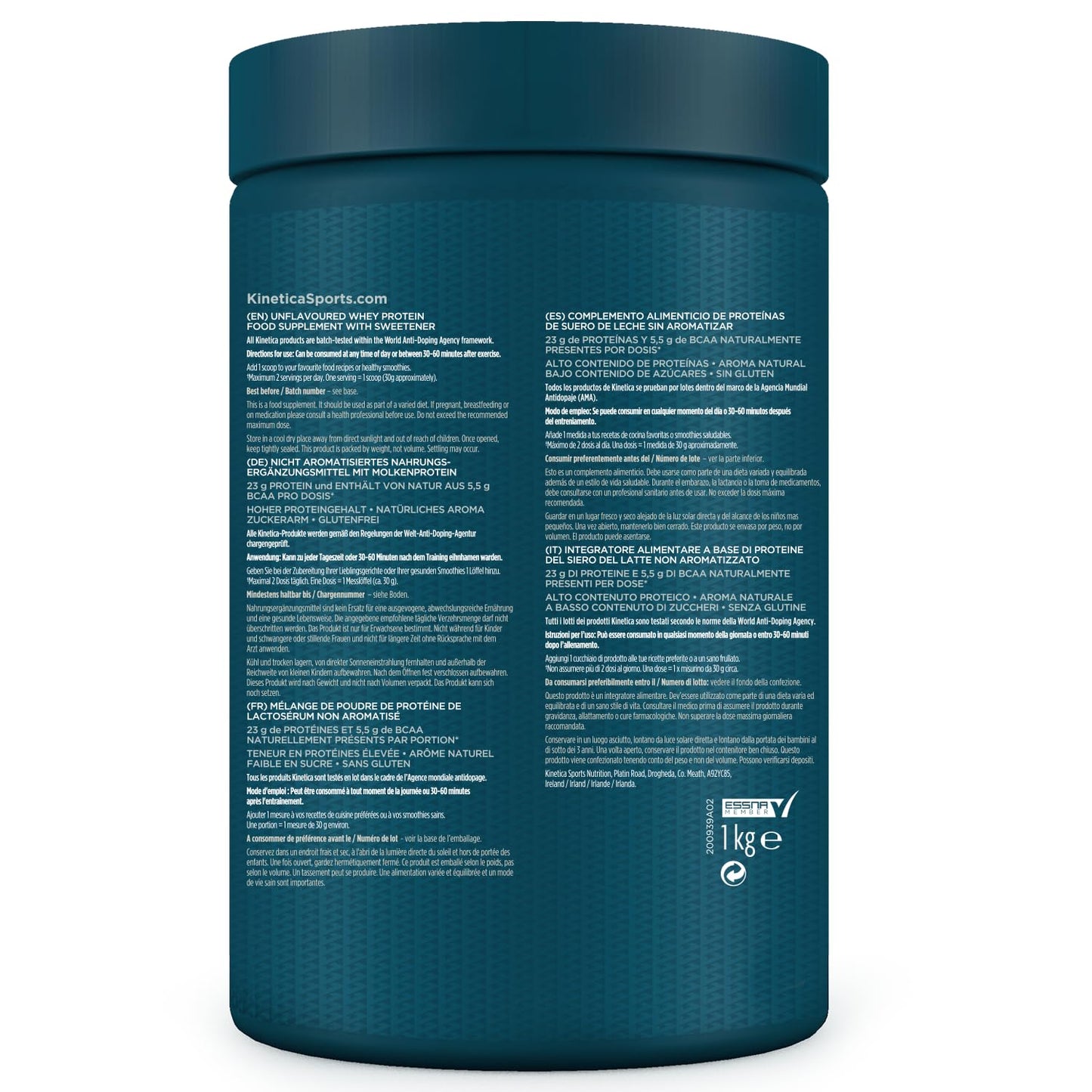 Kinetica Chocolate Whey Protein Powder | 2.27kg | 22g Protein per Serving | 75 Servings | Sourced from EU Grass-Fed Cows | Superior Mixability & Taste