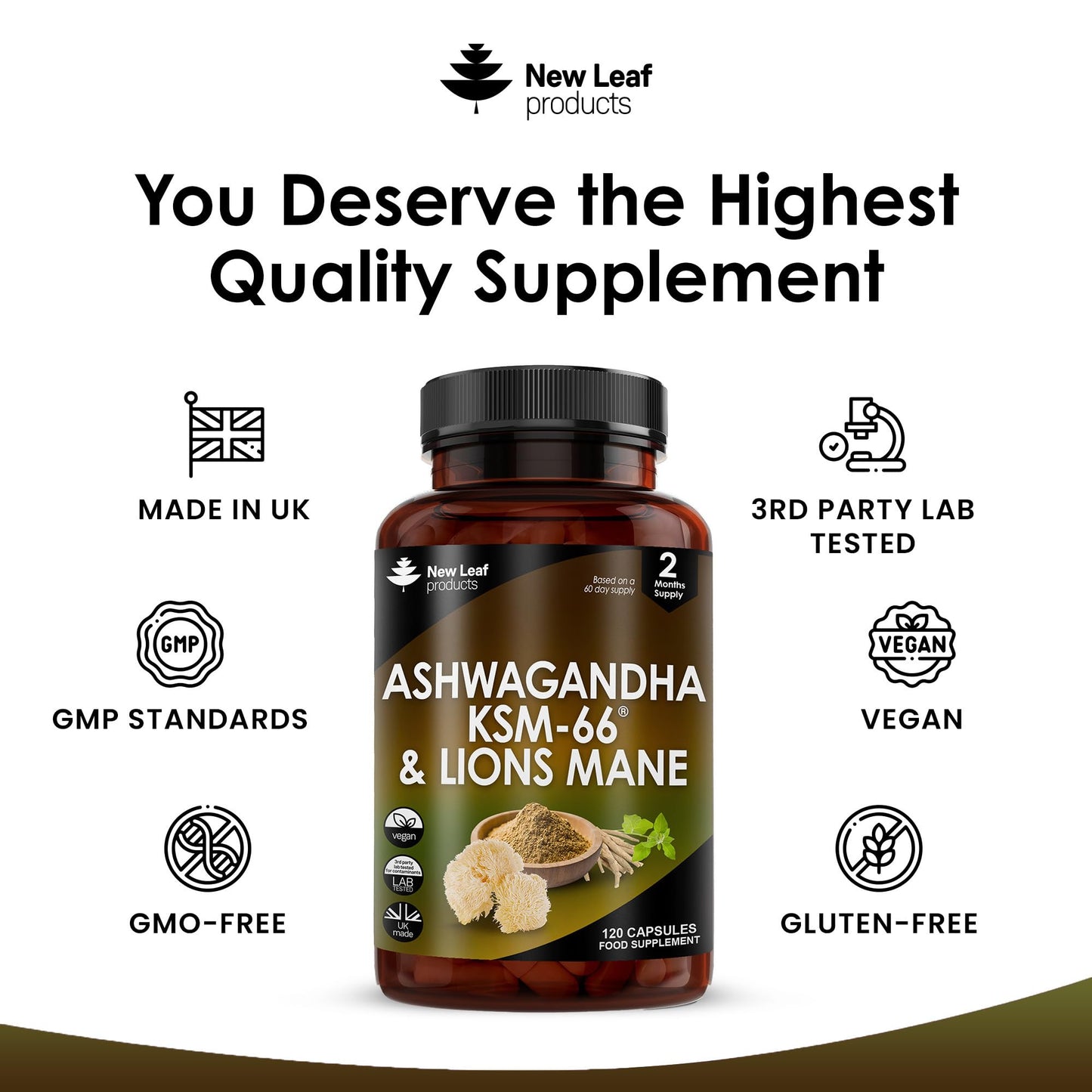 Ashwagandha KSM 66-365 (6 Months Supply) 1200mg Vegan Tablets Pure High Strength Ashwagandha Root Extract - Ashwagandha KSM Tablets Supplement (not Ashwagandha Capsules) Non-GMO & UK Made